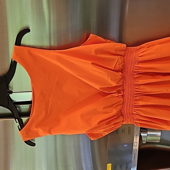 💕TRINA TURK💕 Sought After Dress High Low Bubble Hem Fire Island Orange XL NWT - Picture 7 of 13